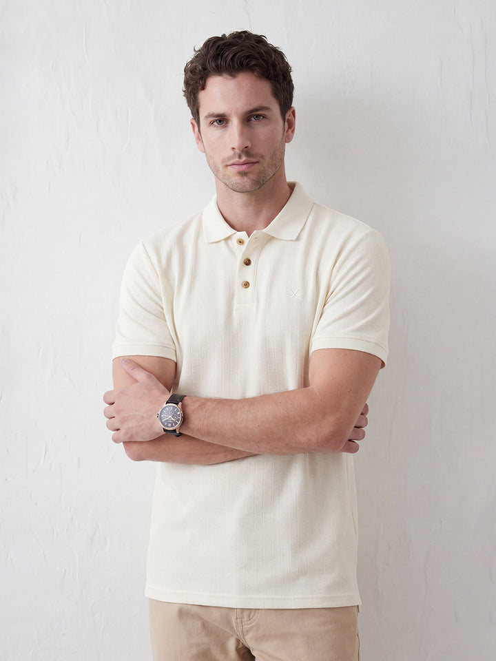 Slim Fit Half Sleeve Polo T-Shirt | Off White
