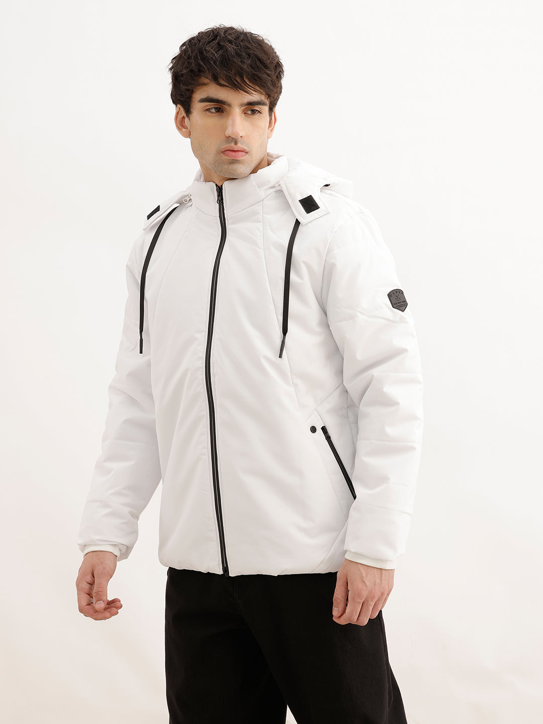 Solid Comfort Fit Hooded Jacket | White | WJK02FSRE1022W