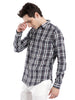 Grey Navy Casual Checked Shirt