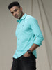 Solid Woven Aqua Shirt