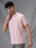 Solid Texture Pink Polo T-Shirt