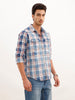 Slim Fit Washed Indigo Checkered Shirt | Blue