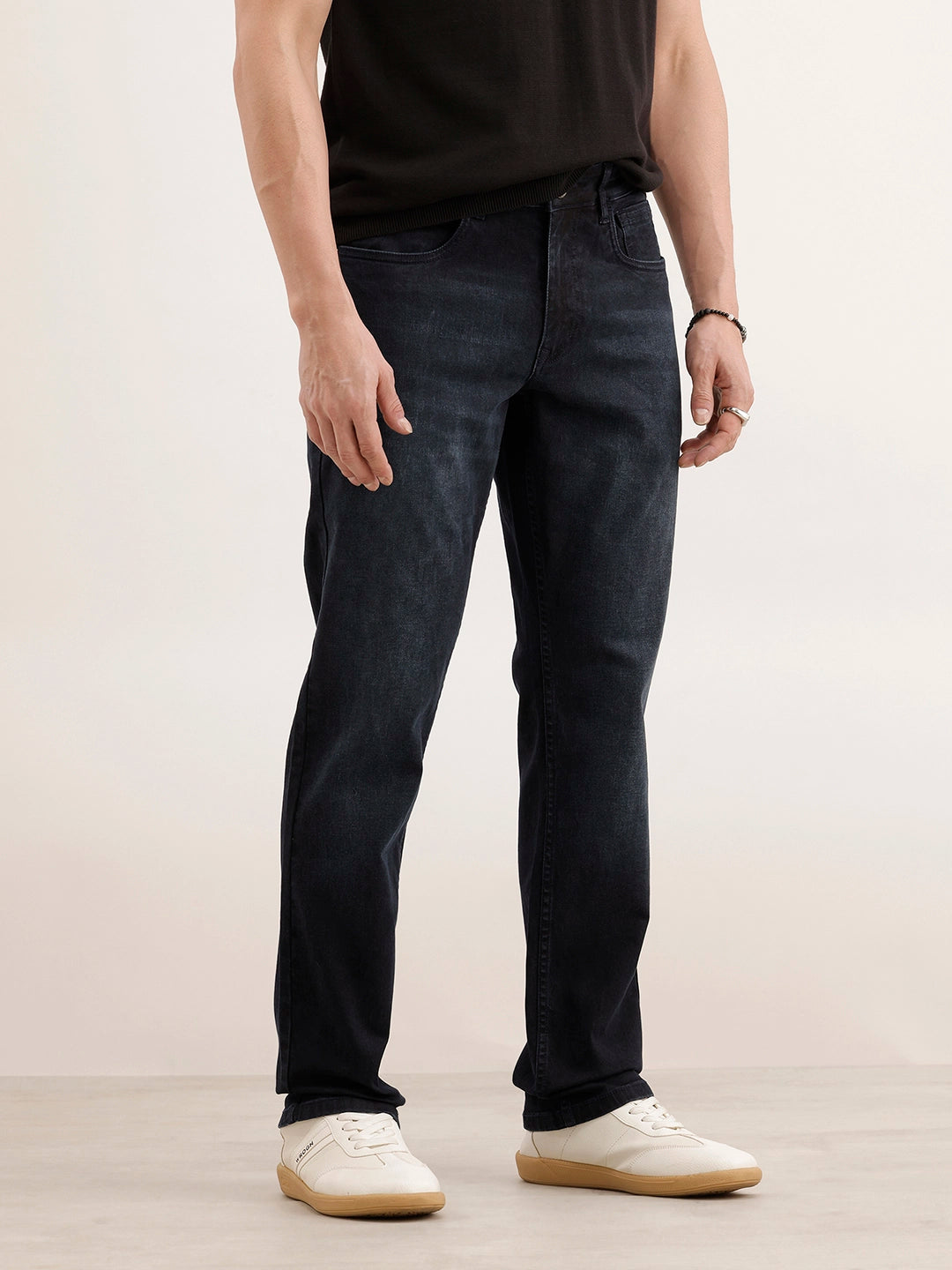 Faded Straight Fit Denim Jeans | Blue