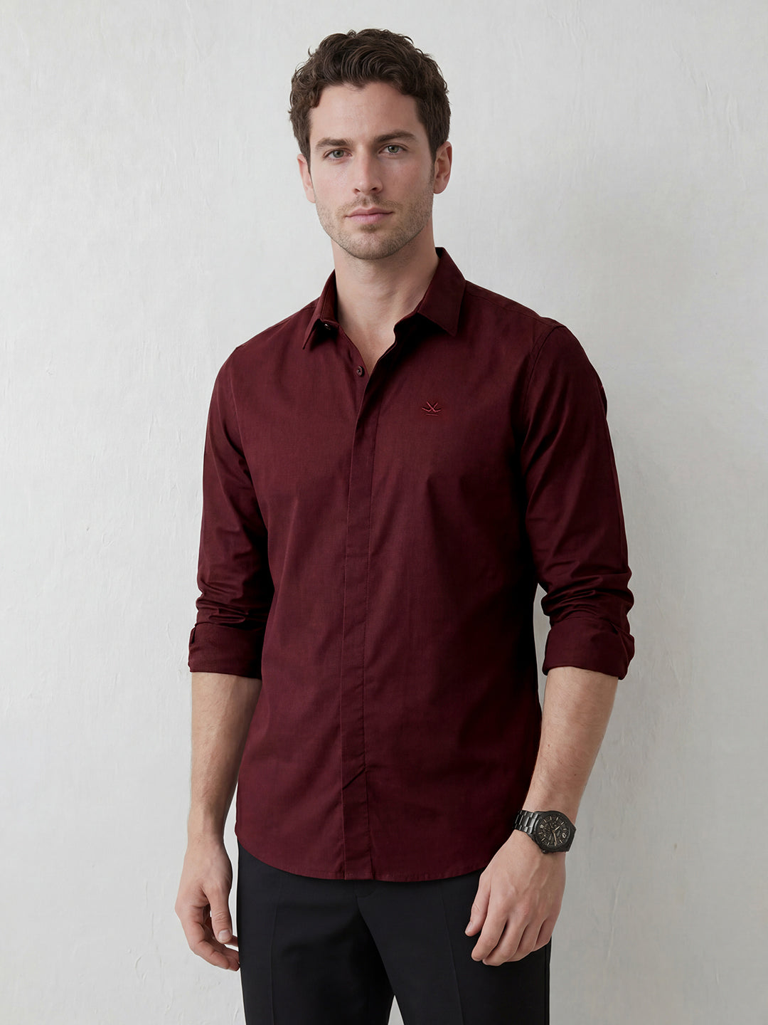 Casual Shirt with Sleek Elevated Style | Maroon