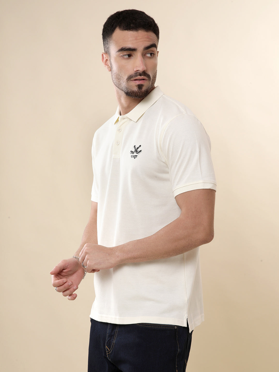 Solid White Drip Polo T-Shirt