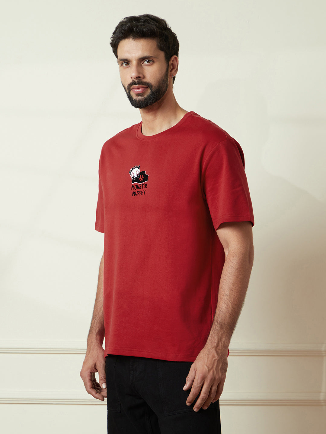 Monster Back Printed T-Shirt in Red