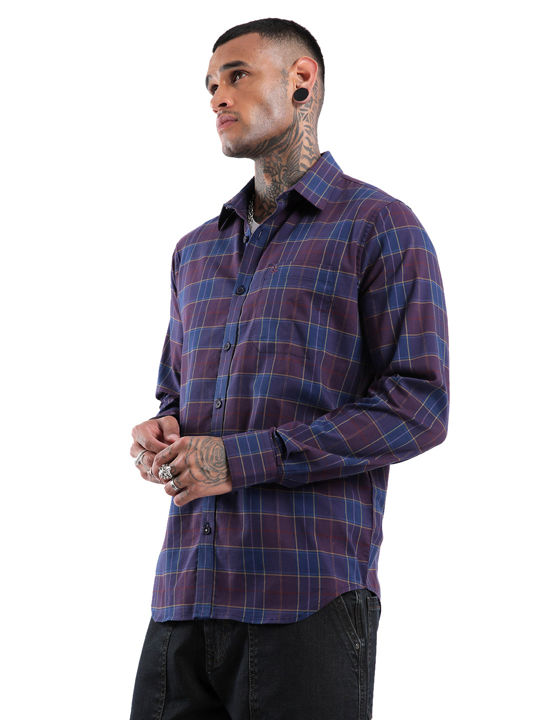 Twill Wine Checked Shirt