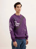 Oversized Placement Printed Sweatshirt | Purple