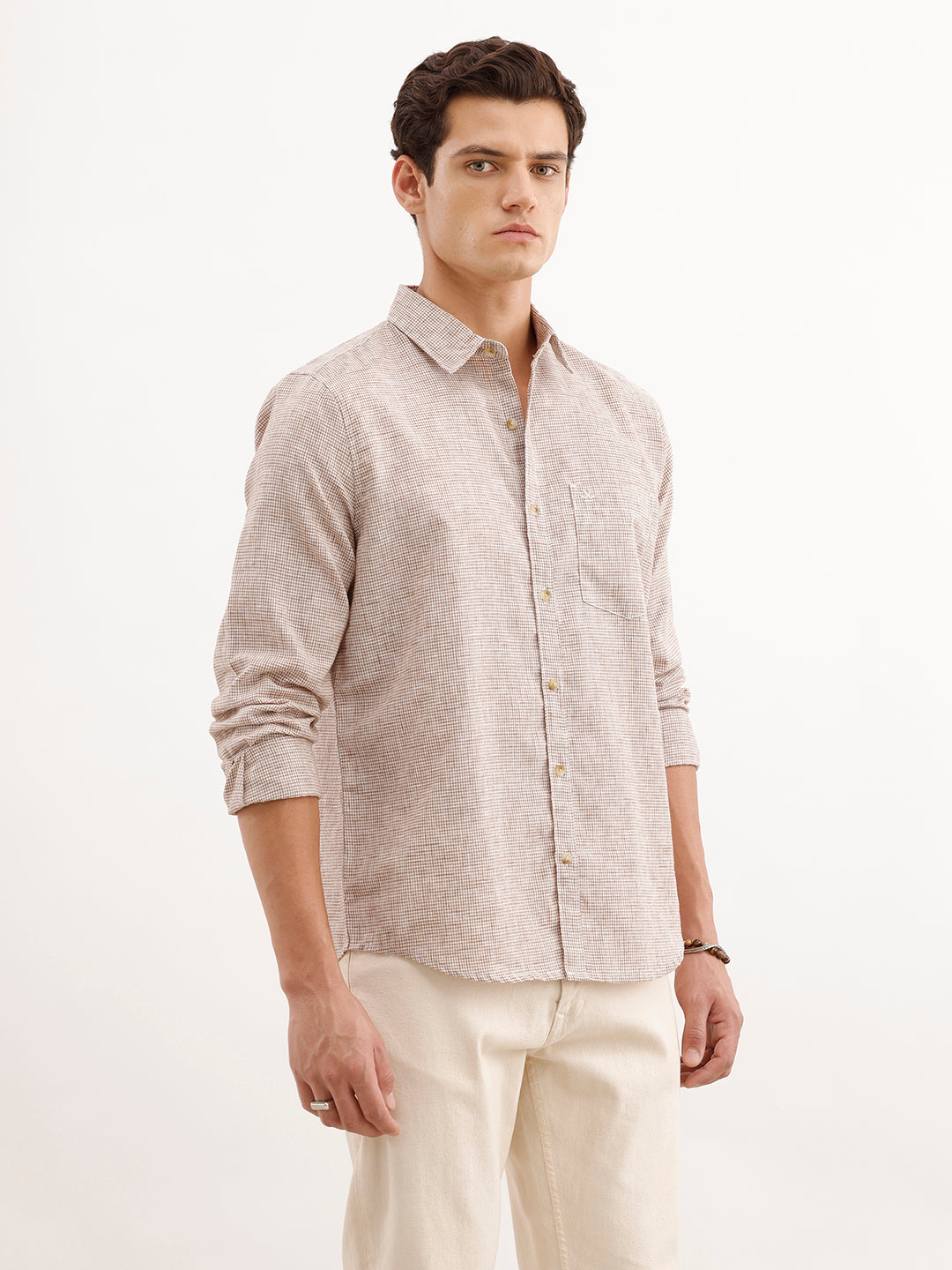 Regular Fit Checkered Shirt  | Brown