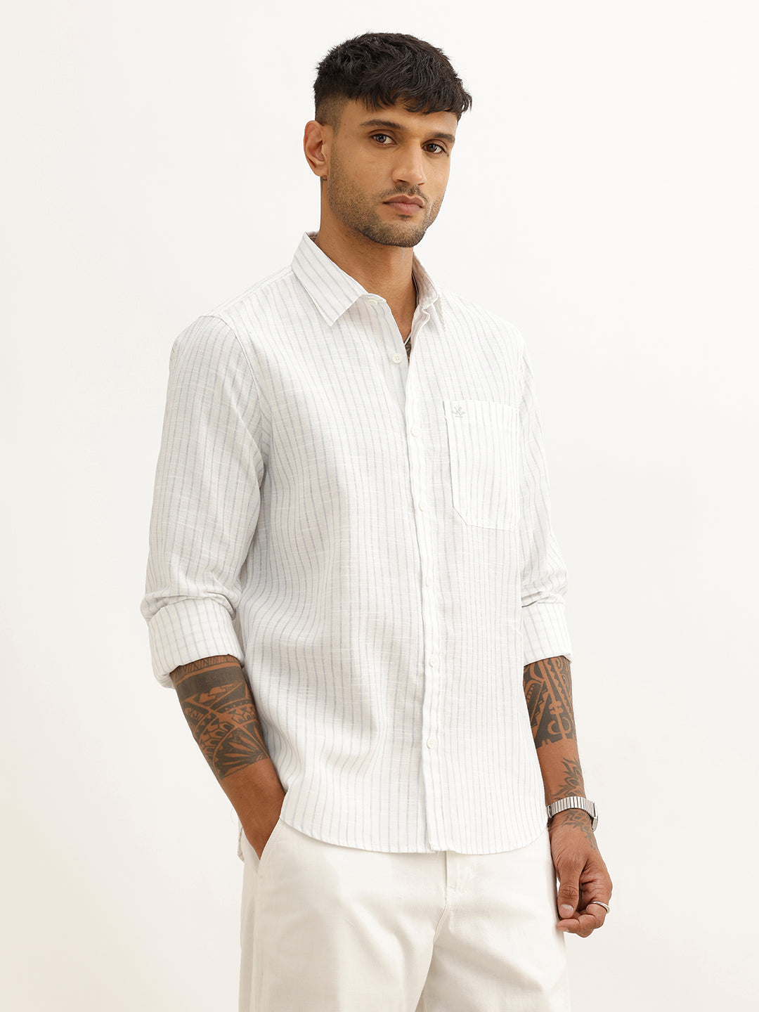 Classic Slim Fit Striped Shirt | Pink