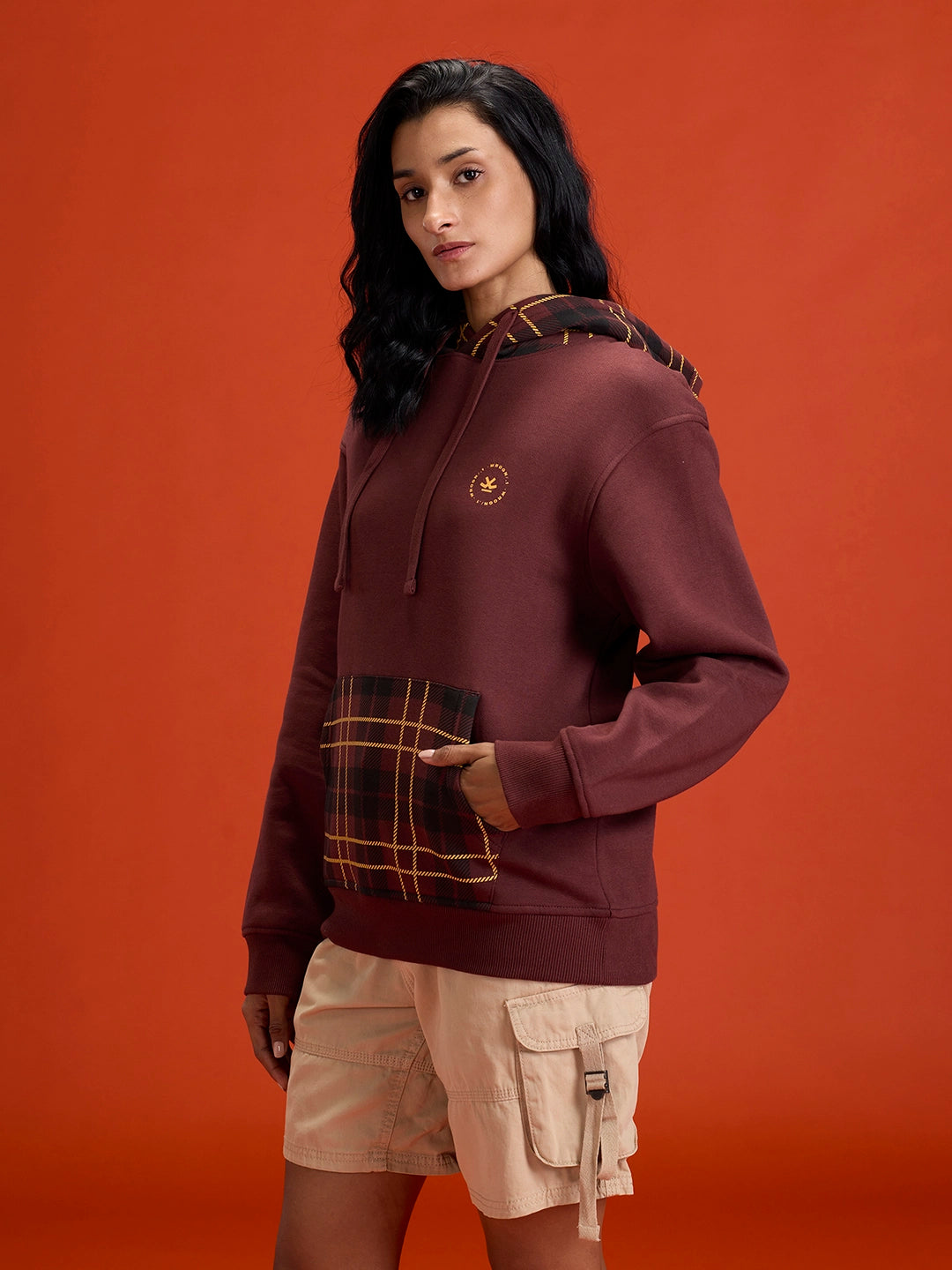 Checked Wine Comfort Hoodie