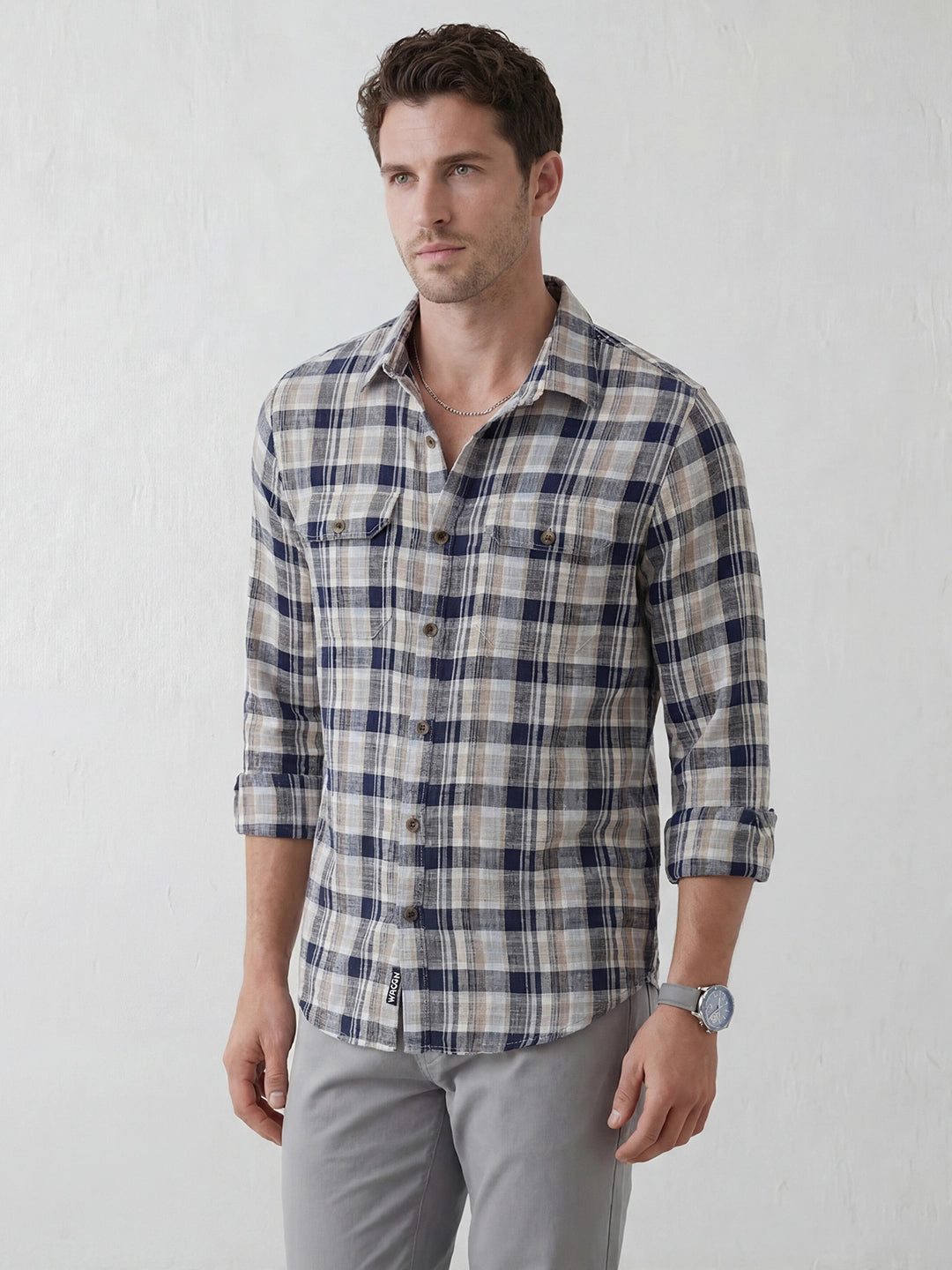 Slim Fit Checkered Shirt | Blue