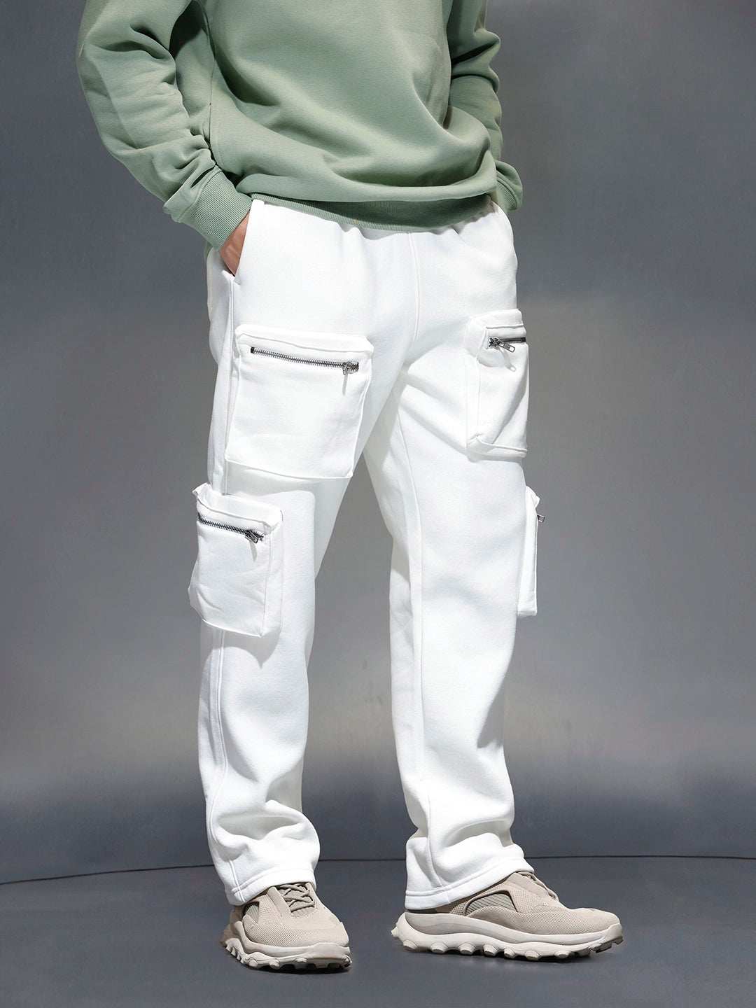 Men's Straight Fit 3D Pocket Cargo | Off White – Wrogn