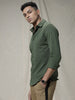 Solid Woven Olive Shirt