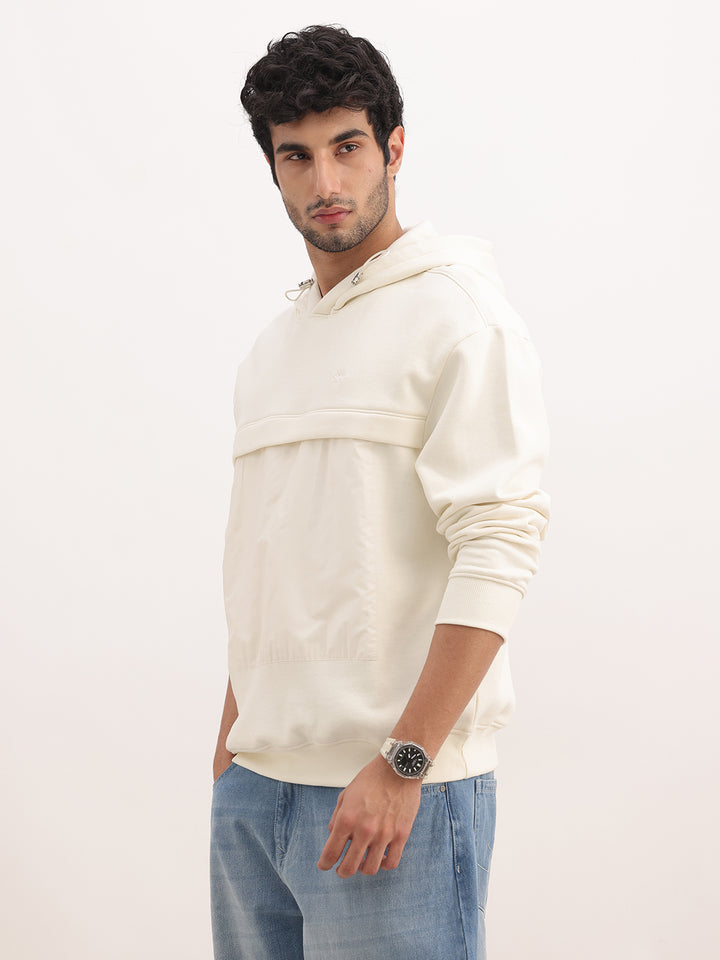 Solid Oversized Fit Hooded Sweatshirt | Off White