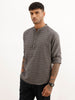 Textured Slim Fit Mandrin Collar Shirt | Grey