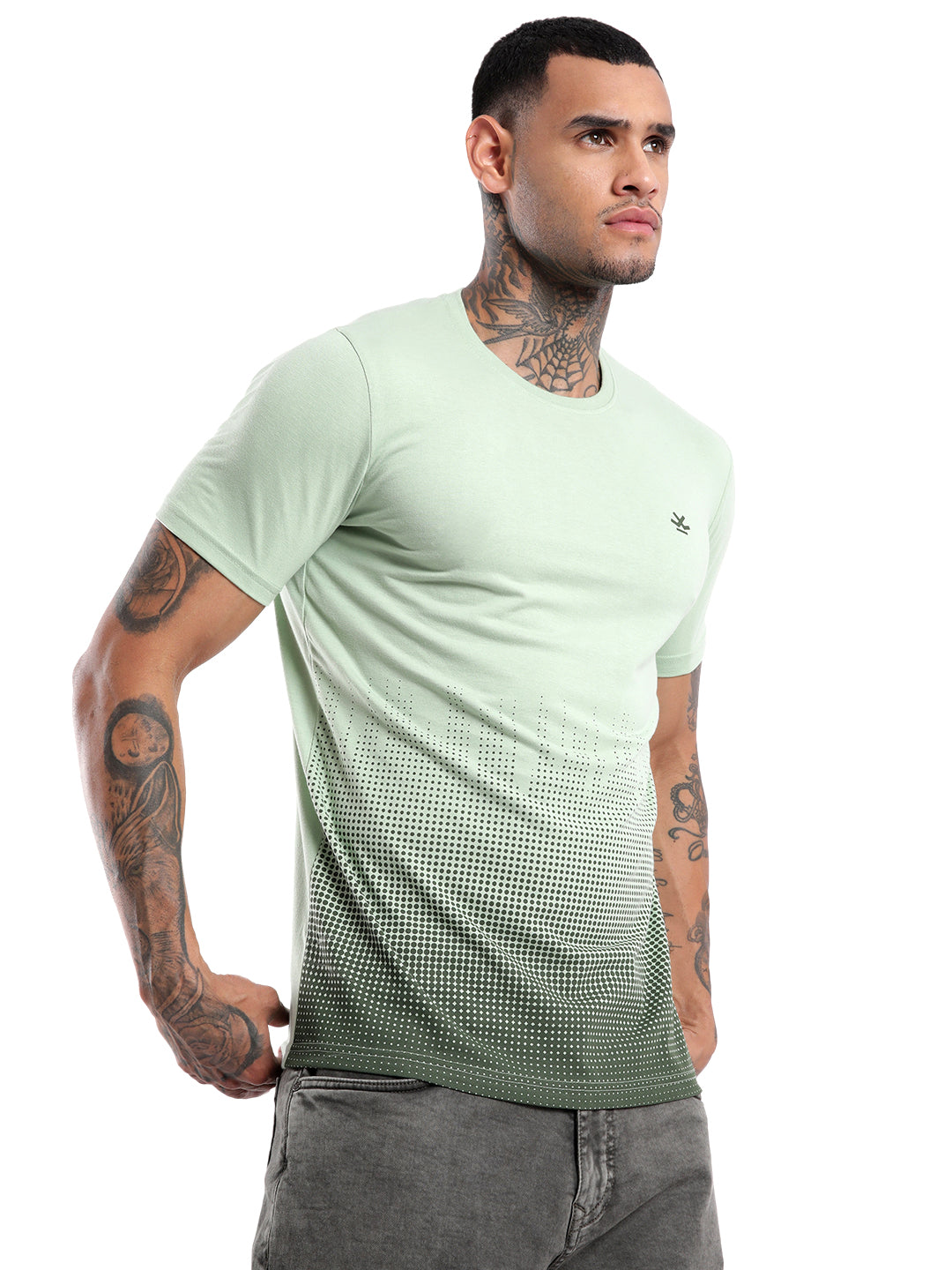 Classic Green Gradient Printed T-Shirt