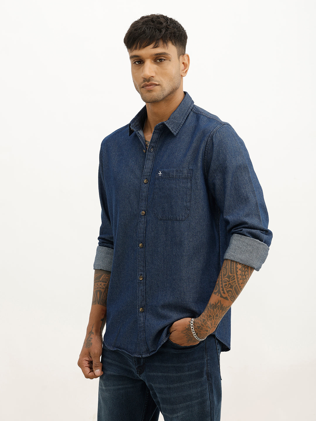 Classic Slim Fit Denim Shirt | Blue