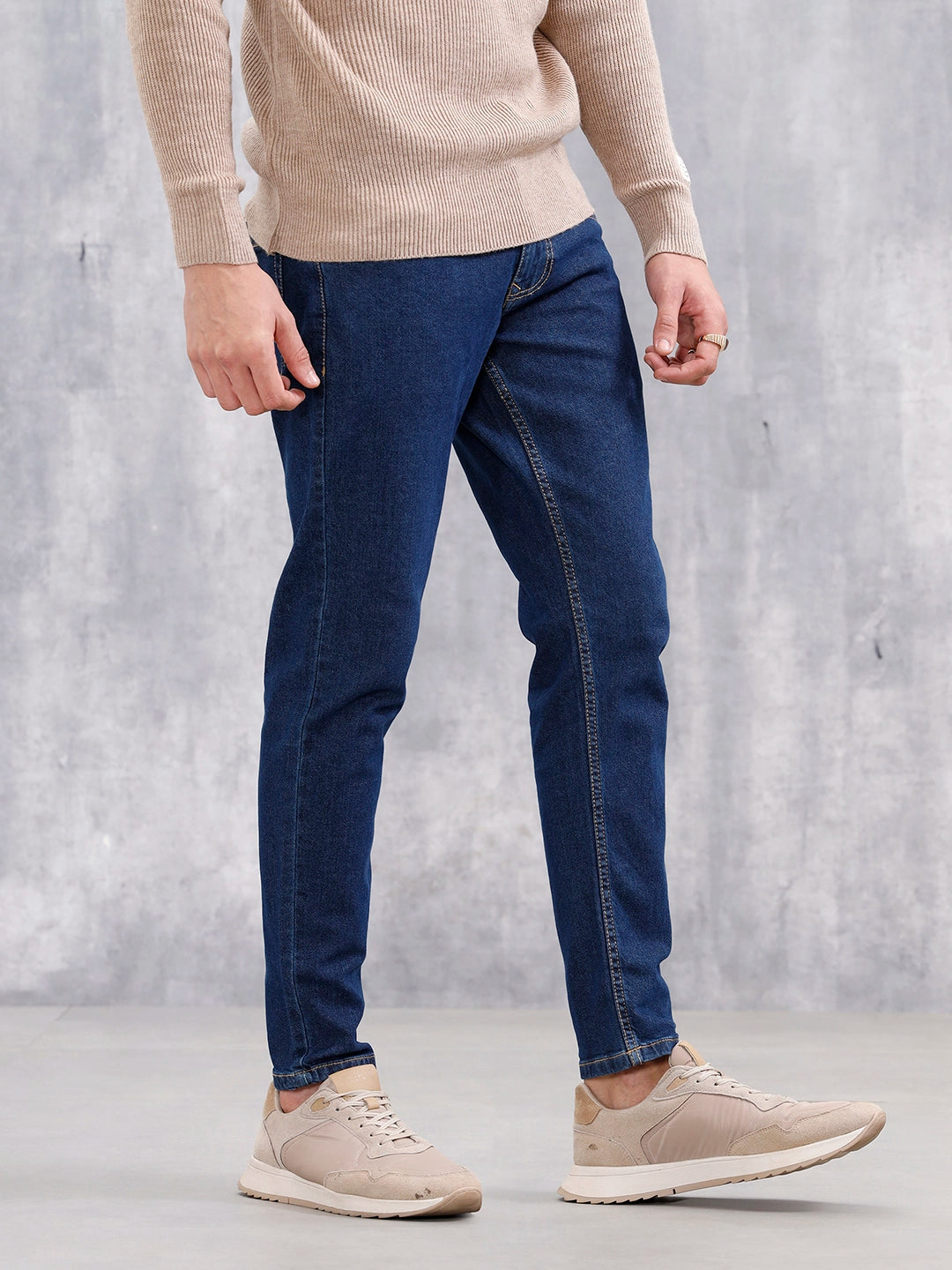 Men's Skinny Crop Casual Jeans | Dark Stone