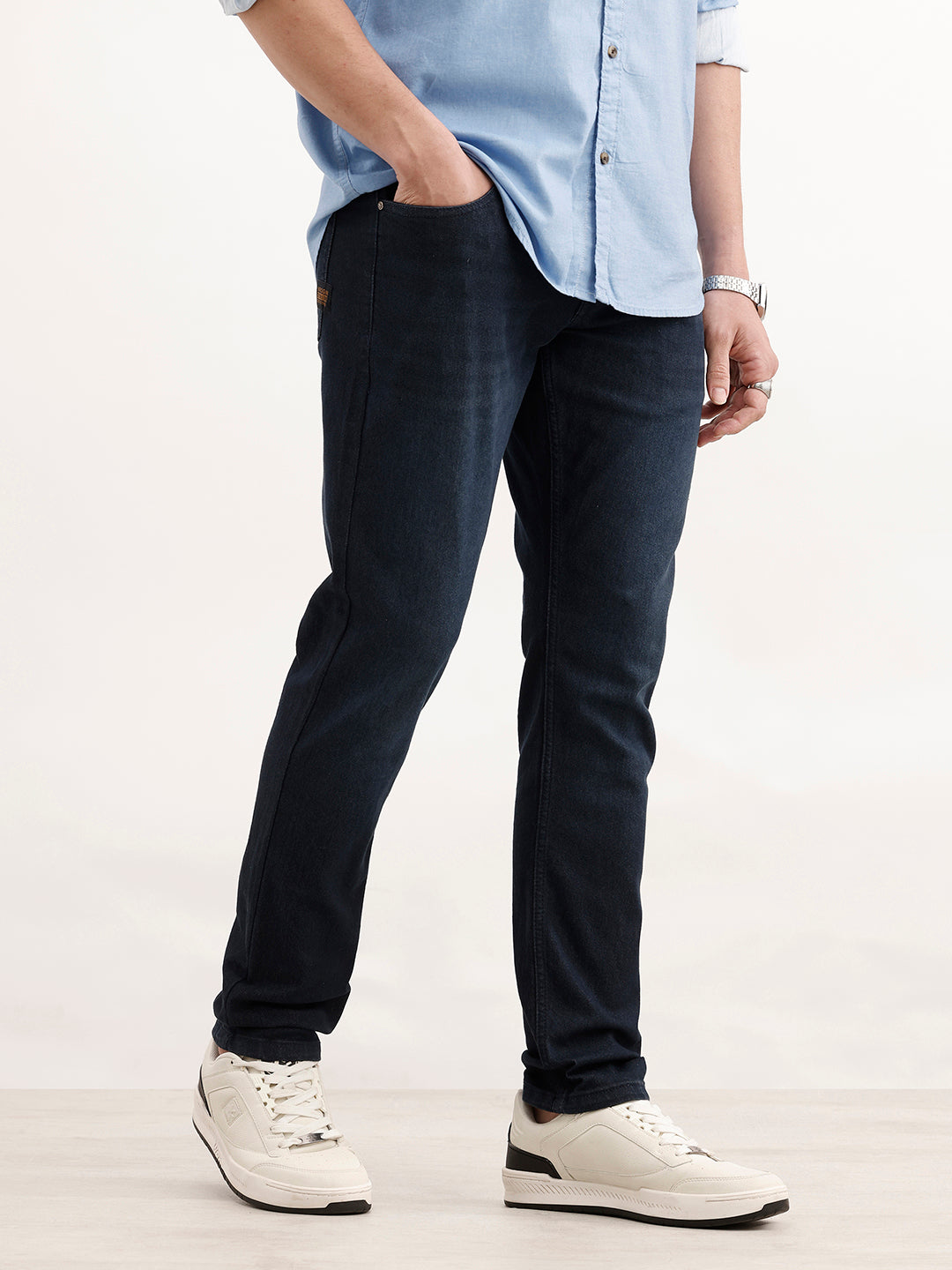 Solid Slim Fit Denim Jeans  | Dark Blue