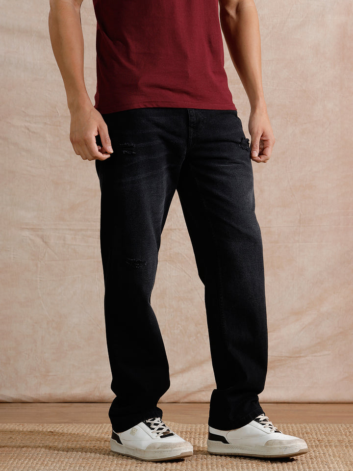 Distressed Heavy Fade Anti Fit Jeans | Dark Grey