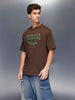 Men’s oversized graphic print t-shirt | Brown