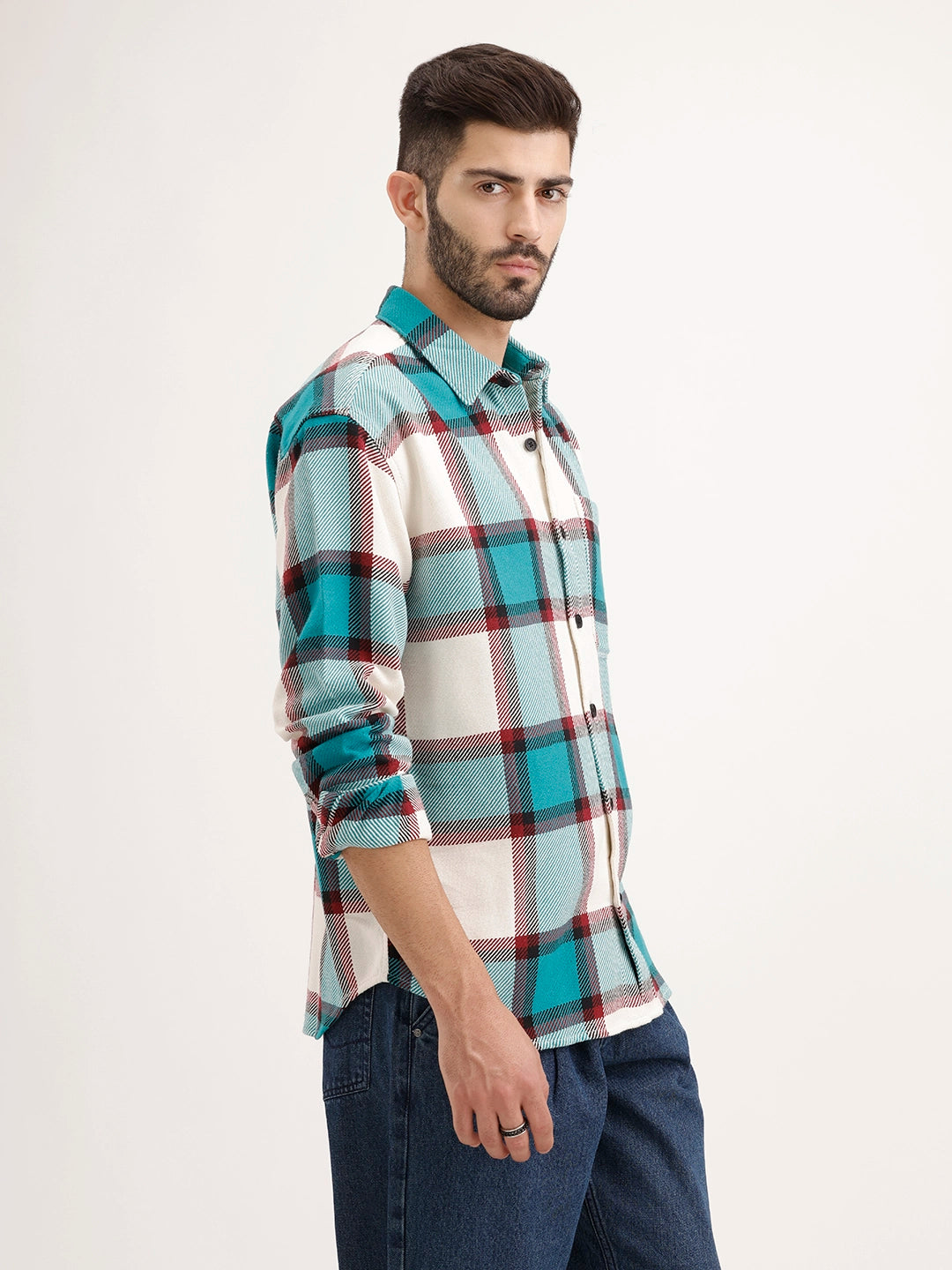 Oversized Fit Checkered Shirt | Green