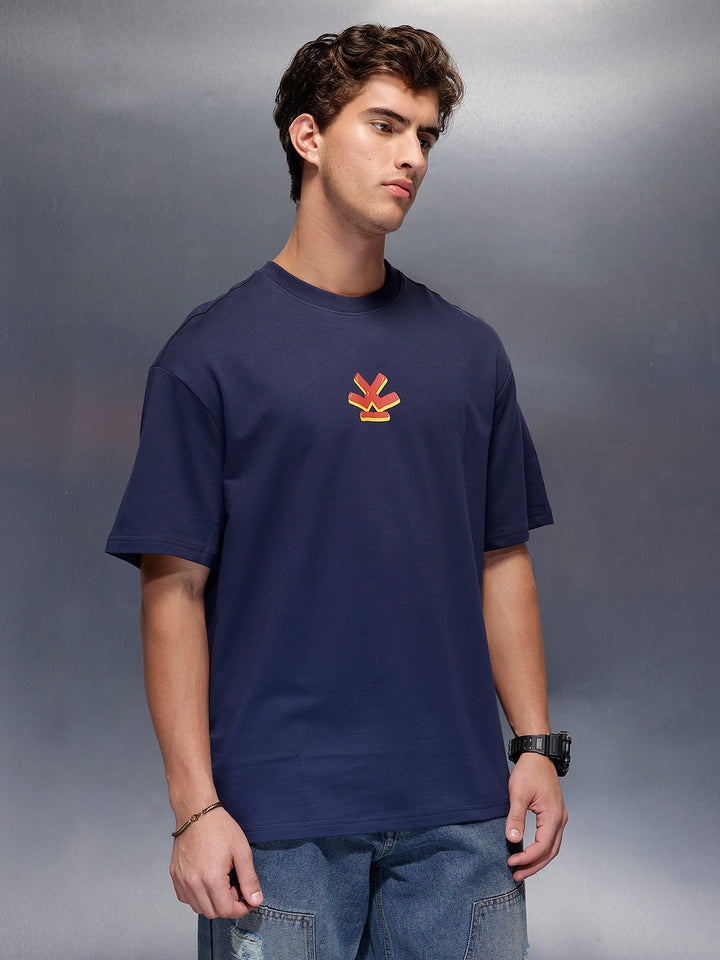 Classic Back Printed T-Shirt   |  Navy Blue