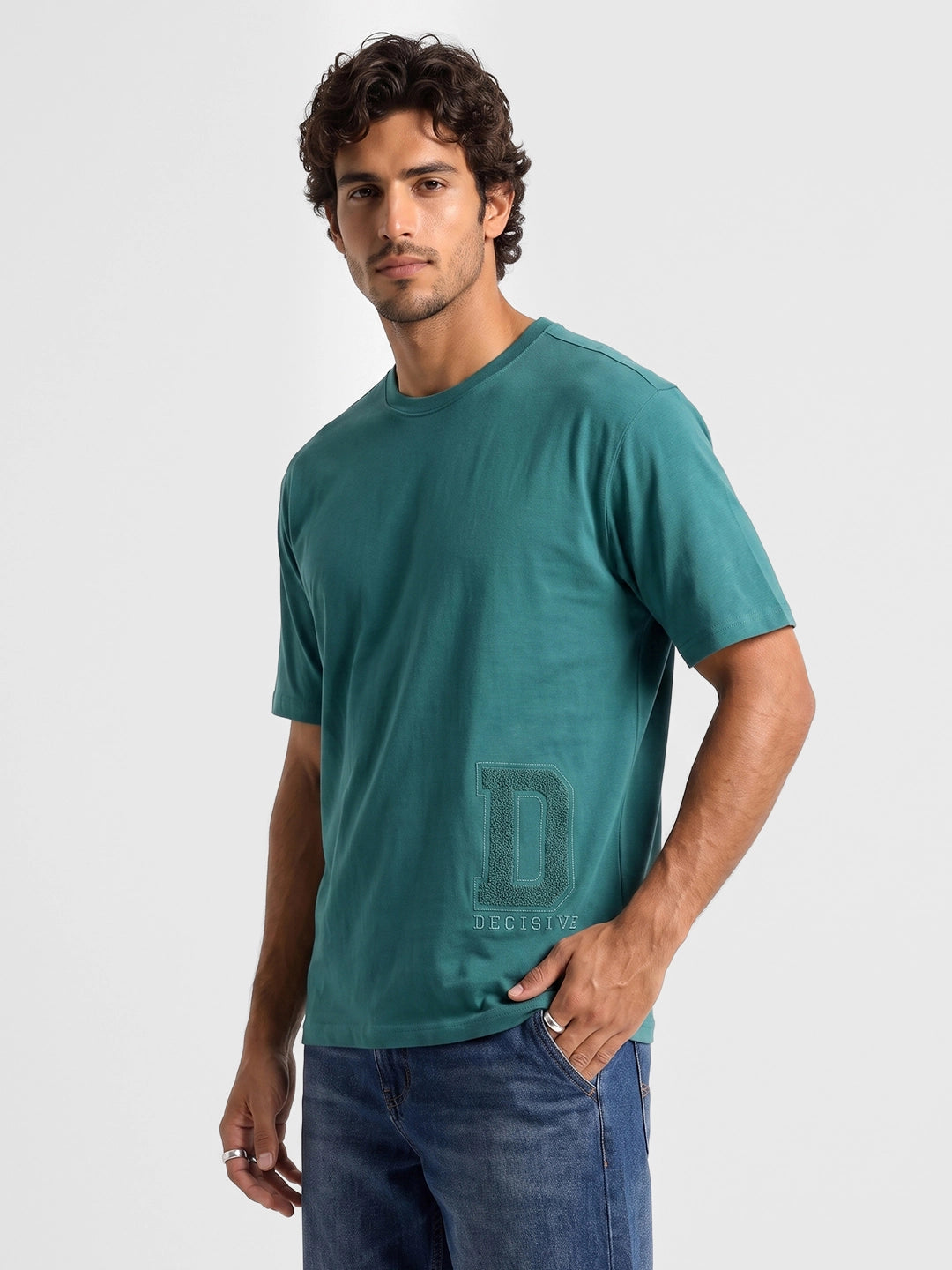 Classic Embroidered Patch Detail T-Shirt | Purple