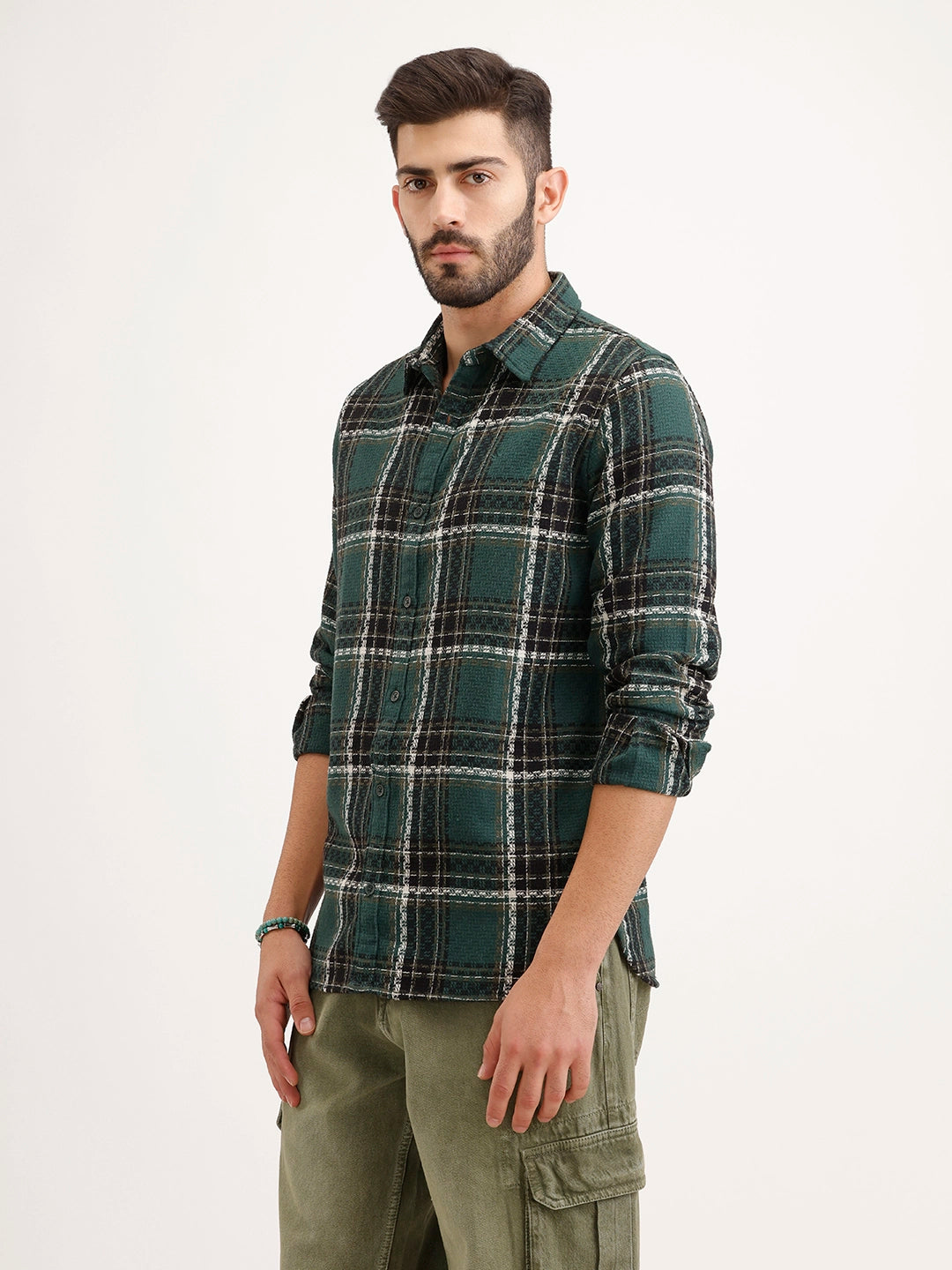 Textured Regular Fit Shirt | Dark Green