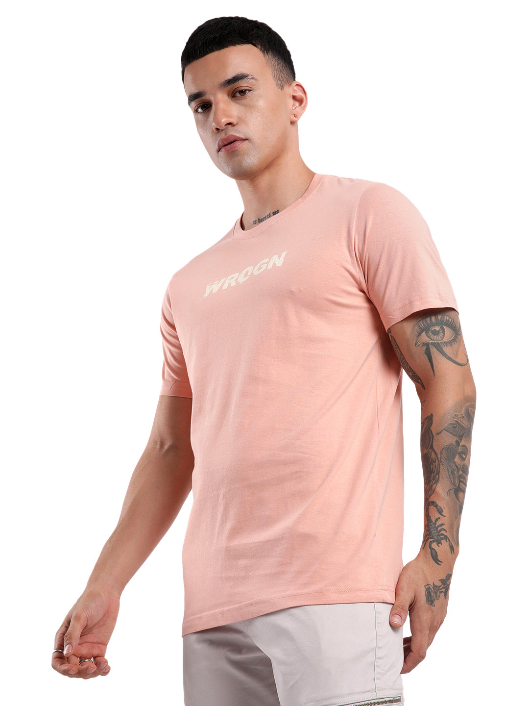 Coral Pink Printed T-Shirt