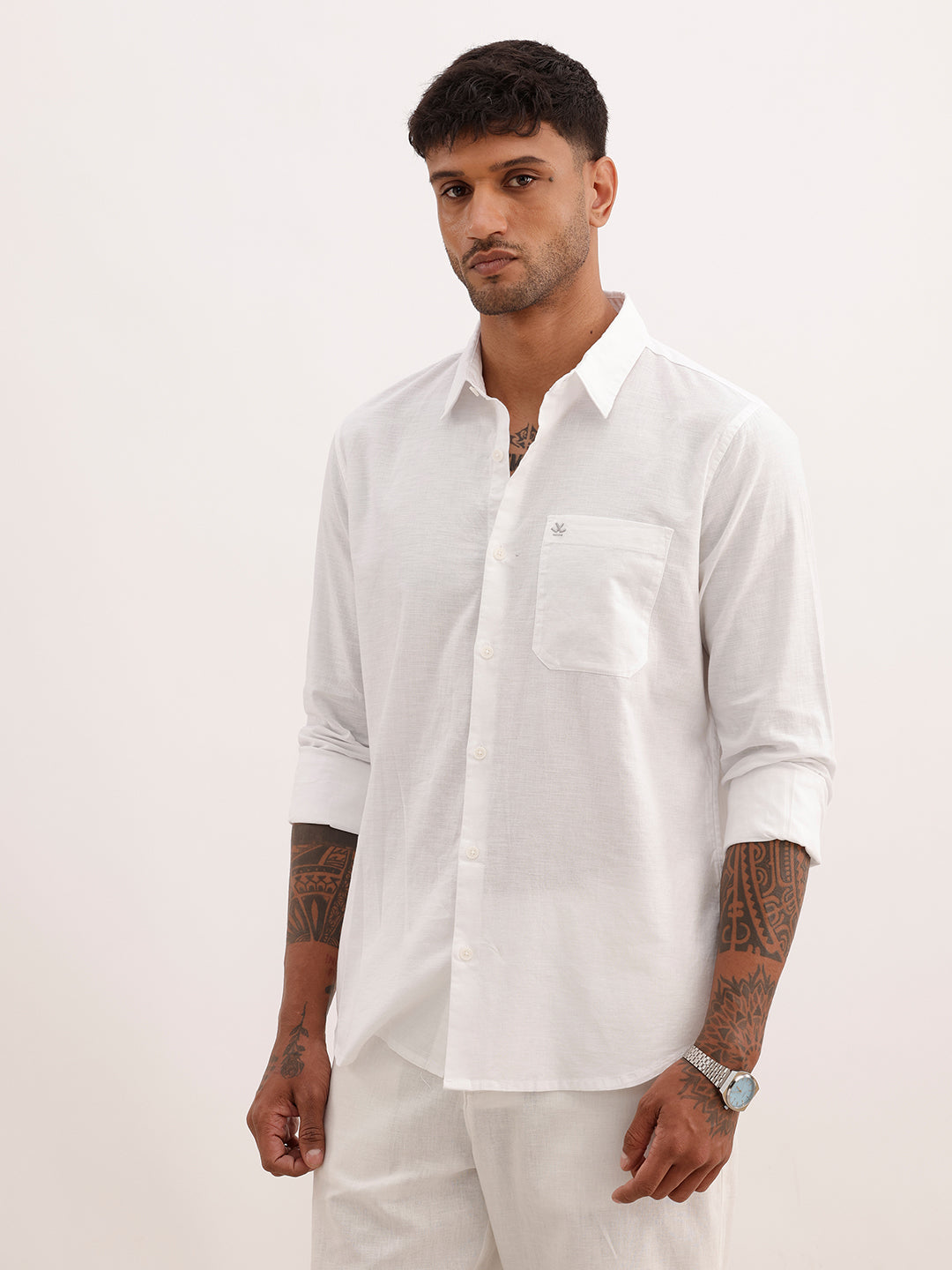 Classic Regular Fit Solid Shirt | White | WRSH0635M