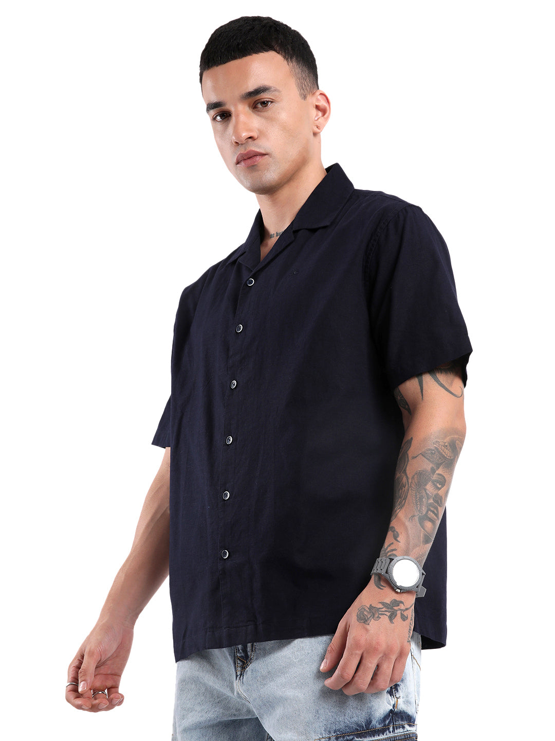 Navy Blue Resort Collar Shirt