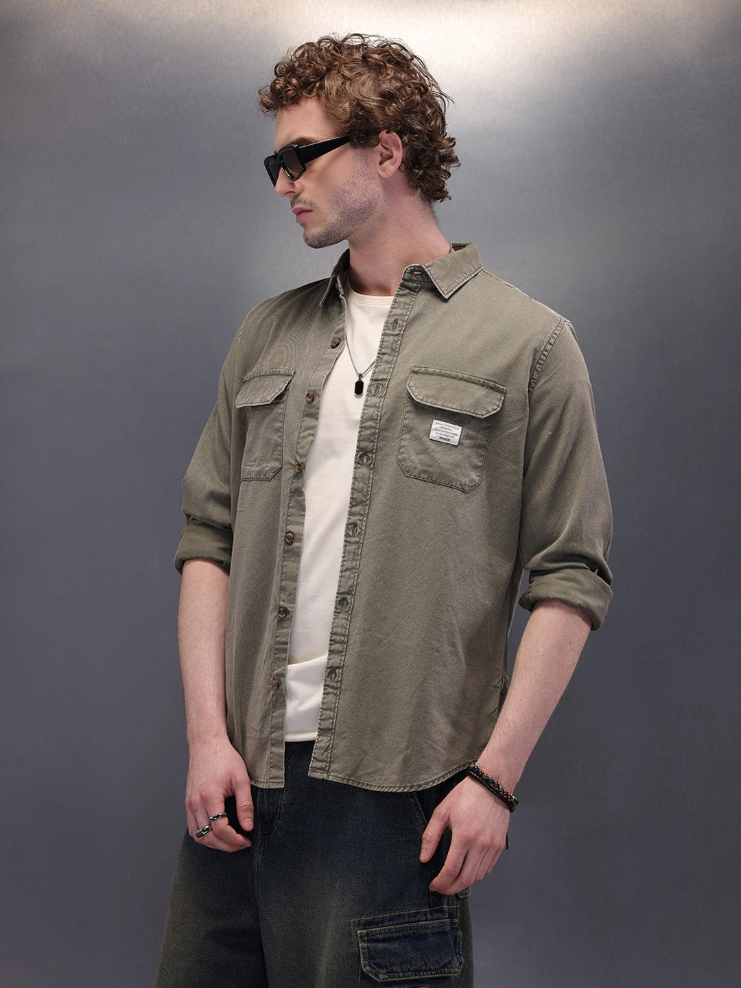 Double Pocket Full Sleeve Shirt | Green