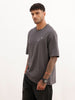 Oversized Placement Printed T-Shirt | Dark Grey | WTS02HSOS1055S