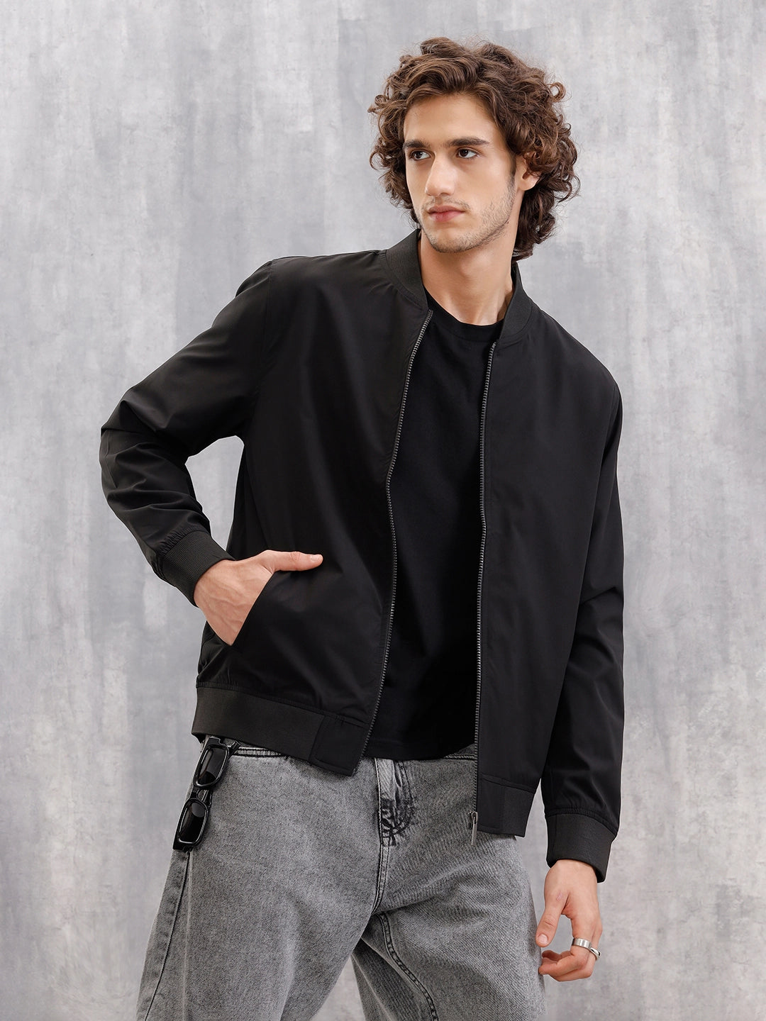 Light Weight Shell Bomber Jacket For Everyday Use  |  Black