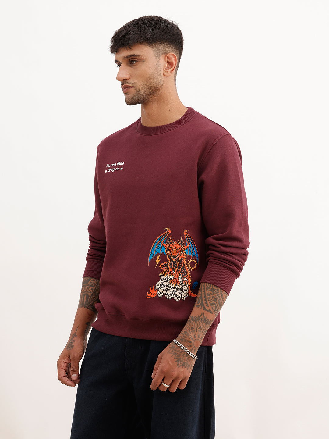 Regular Fit Placement Printed Sweatshirt | Wine