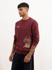 Regular Fit Placement Printed Sweatshirt | Wine