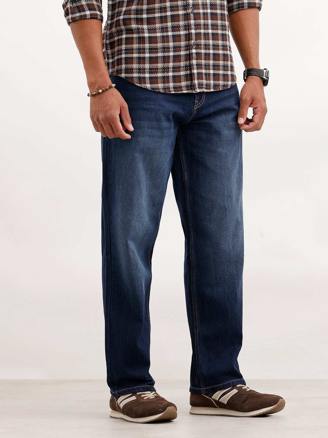 Loose Fit Faded Denim Jeans | Blue