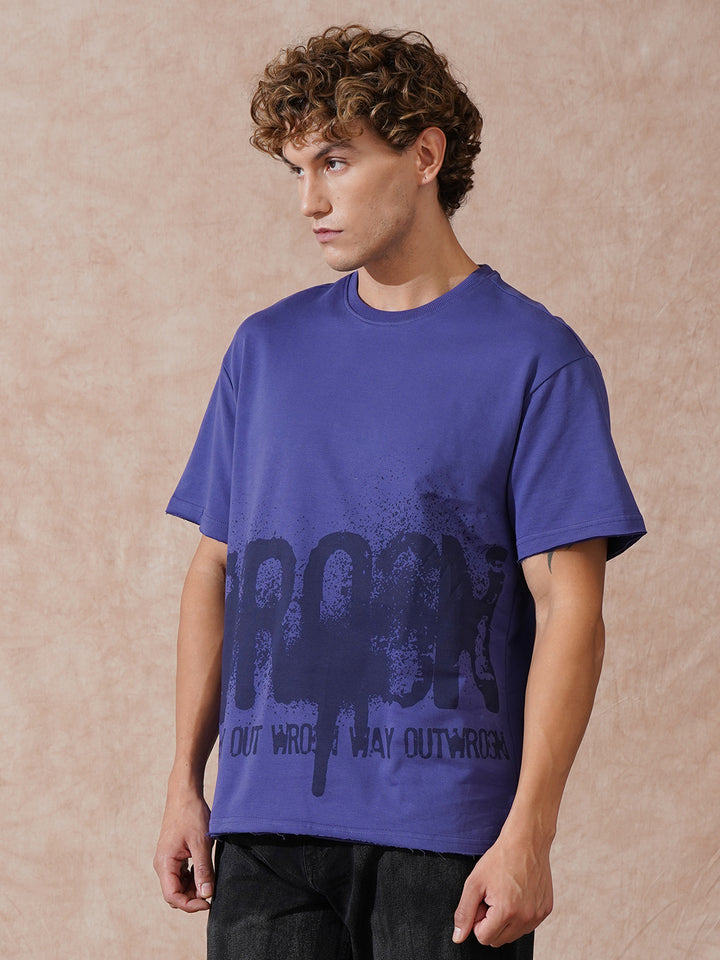 Heavy GSM Distressed Oversized Fit T-Shirt | Blue