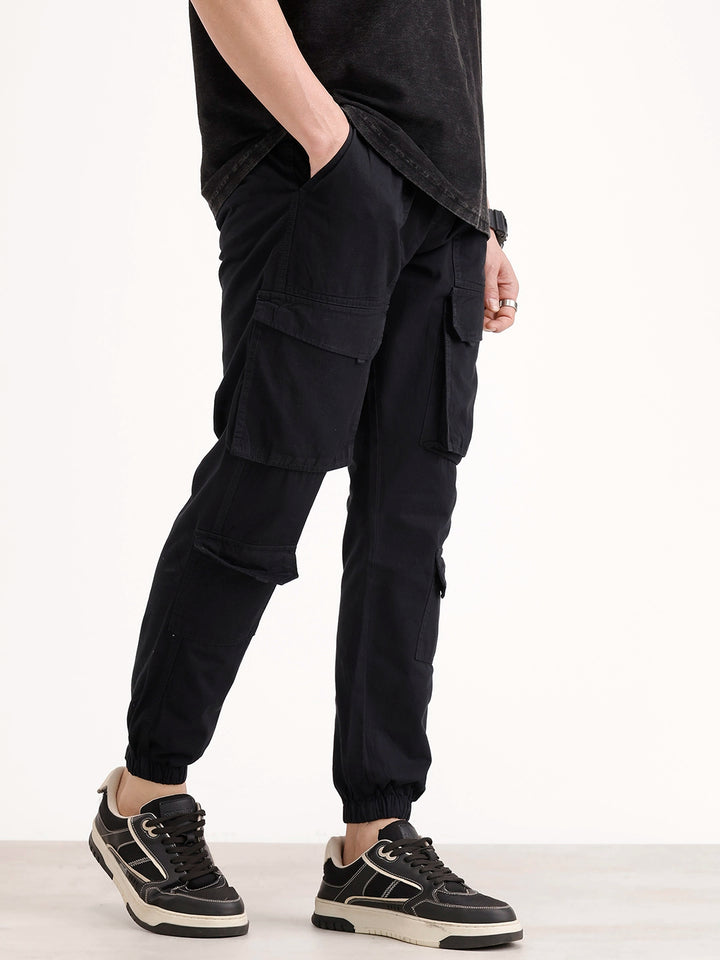 Classic Relaxed Fit Cargo Joggers | Black