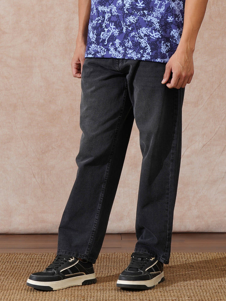 Casual Heavy Fade Loose Fit Jeans | Dark Grey