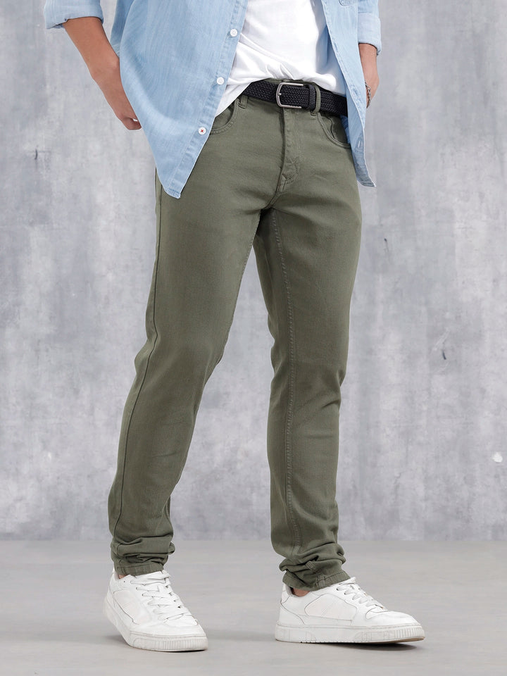 Men'S Casual Slim Fit Jeans  | Olive