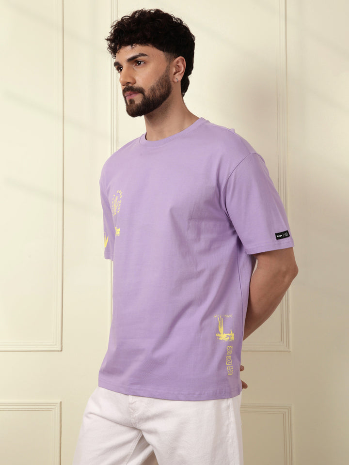 Elite Purple Printed Oversized T-Shirt