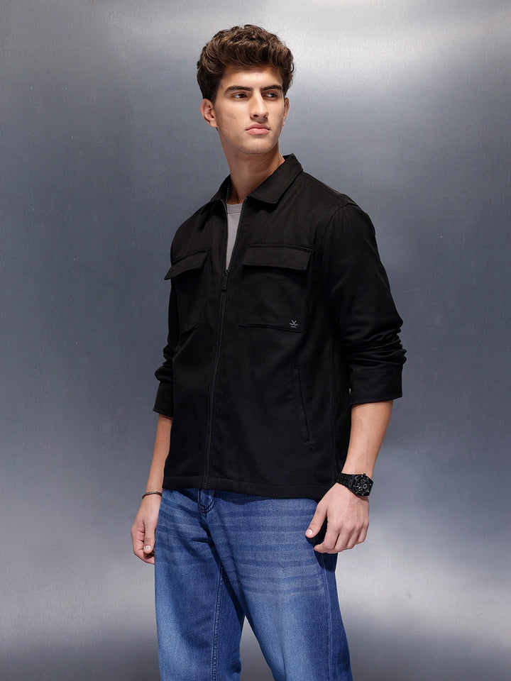 Double Pocket Oversized Jacket  | Black