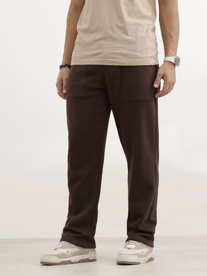 Solid Relaxed Fit Knitted Jogger | Brown