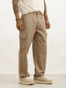 Solid Loose Fit Cargo Trousers | Beige
