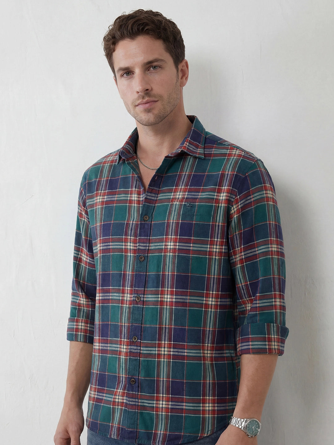 Comfort Fit Checkered Shirt | Navy Blue