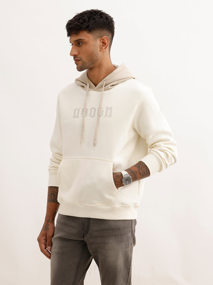 Classic Comfort Fit Contrast Hooded Sweatshirt | Off White