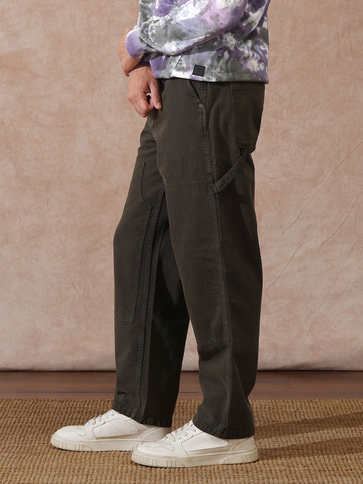 Carpenter Style Loose Fit Trouser | Brown